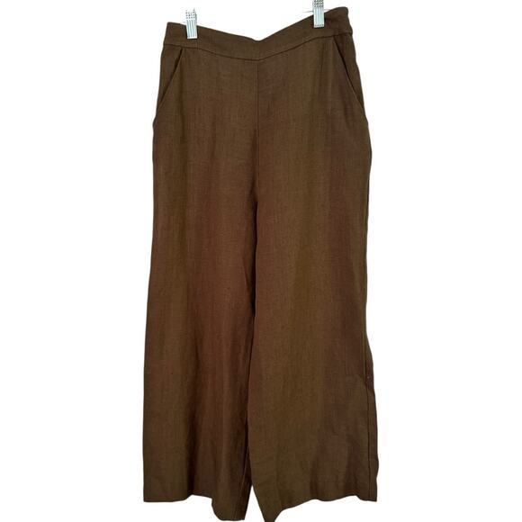NWD Vetta Wide Leg Apron Linen Pants Size 2 Olive Green Cropped High Rise - Picture 3 of 11